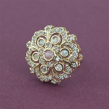 Kundan Adjustable Ring With Carat Gold Plating