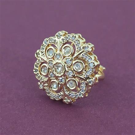 Kundan Adjustable Ring With Carat Gold Plating