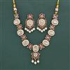 Kundan Moti Necklace Set With Mehndi Plating