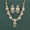 Kundan Moti Necklace Set With Mehndi Plating