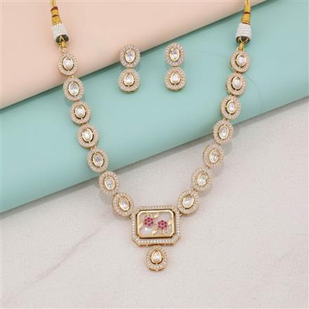 Kundan Mother Of Pearl Necklace Set With Carat Gold Plating