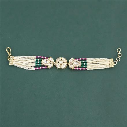 Kundan Moti Bracelet With Carat Gold Plating