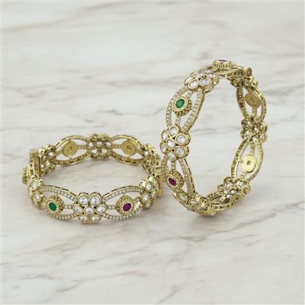 Kundan Classic Bangles With Mehndi Plating