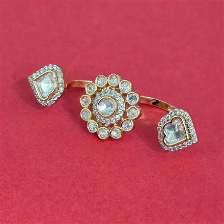 Kundan Adjustable Ring With Carat Gold Plating