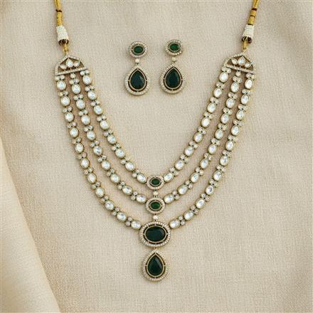 Kundan Classic Necklace Set With Mehndi Plating