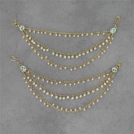 Kundan Moti Ear Chain With Carat Gold Plating