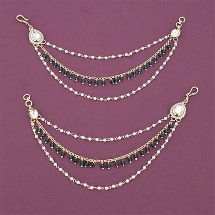 Kundan Moti Ear Chain With Carat Gold Plating