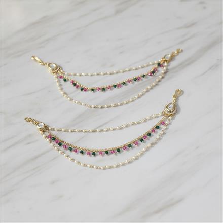 Kundan Moti Ear Chain With Carat Gold Plating