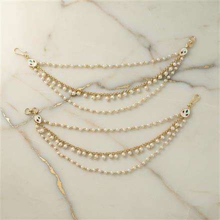 Kundan Moti Ear Chain With Carat Gold Plating