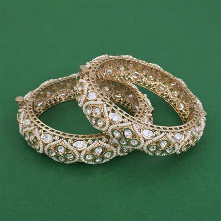 Kundan Moti Bangles With Carat Gold Plating