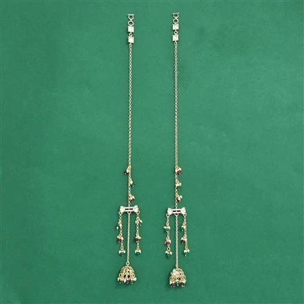 Kundan Moti Ear Chain With Carat Gold Plating