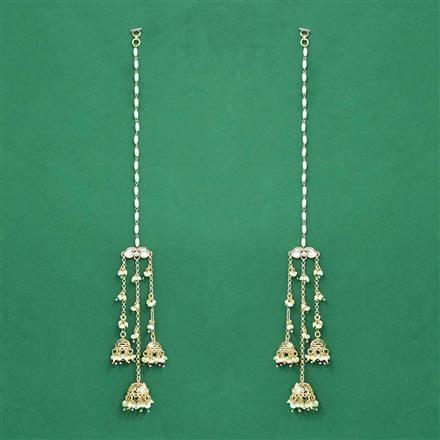 Kundan Moti Ear Chain With Carat Gold Plating