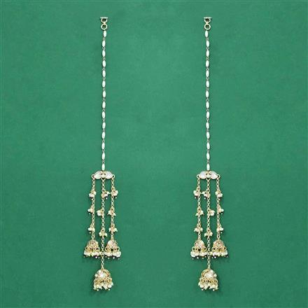 Kundan Moti Ear Chain With Carat Gold Plating