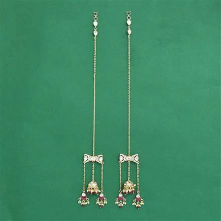 Kundan Moti Ear Chain With Carat Gold Plating