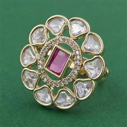 Kundan Adjustable Ring With Carat Gold Plating