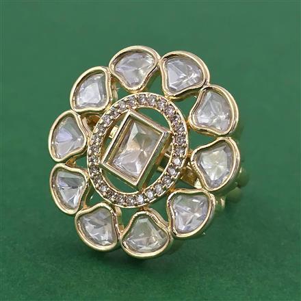 Kundan Adjustable Ring With Carat Gold Plating