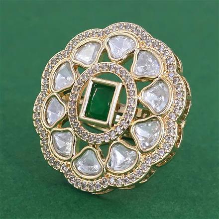 Kundan Adjustable Ring With Carat Gold Plating