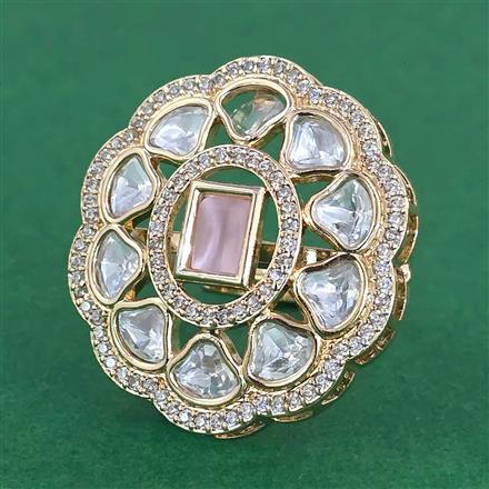 Kundan Adjustable Ring With Carat Gold Plating