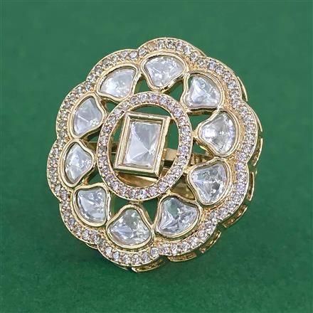 Kundan Adjustable Ring With Carat Gold Plating