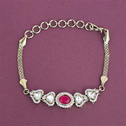 Kundan Adjustable Bracelet With Mehndi Plating