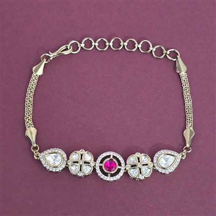 Kundan Adjustable Bracelet With Mehndi Plating