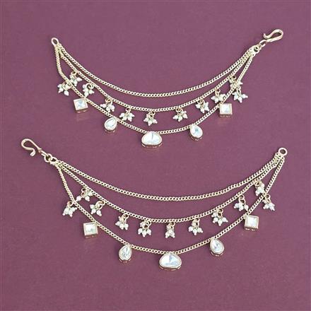 Kundan Classic Ear Chain With Carat Gold Plating