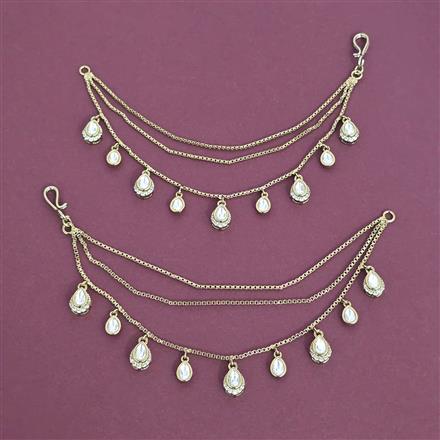 Kundan Classic Ear Chain With Mehndi Plating