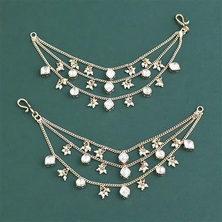 Kundan Moti Ear Chain With Carat Plating