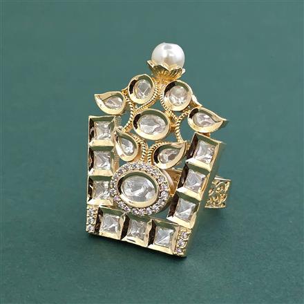 Kundan Adjustable Ring With Carat Plating