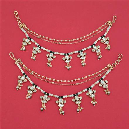 Kundan Moti Ear Chain With Carat Plating