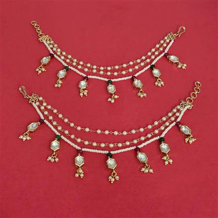 Kundan Moti Ear Chain With Carat Plating