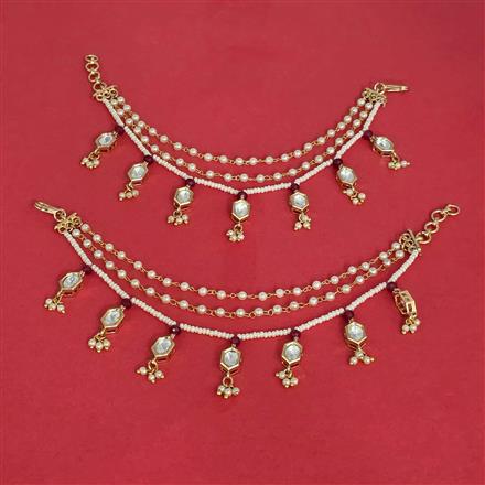 Kundan Moti Ear Chain With Carat Plating