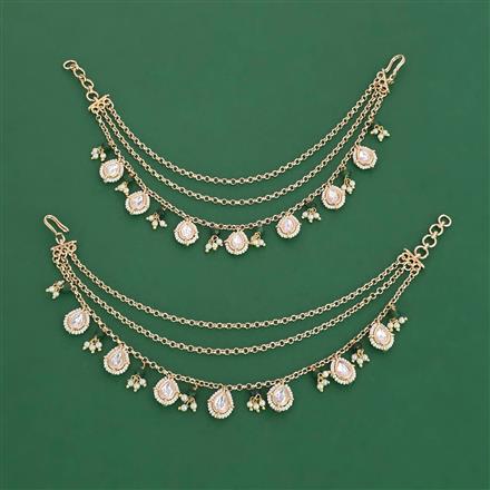 Kundan Moti Ear Chain With Carat Plating