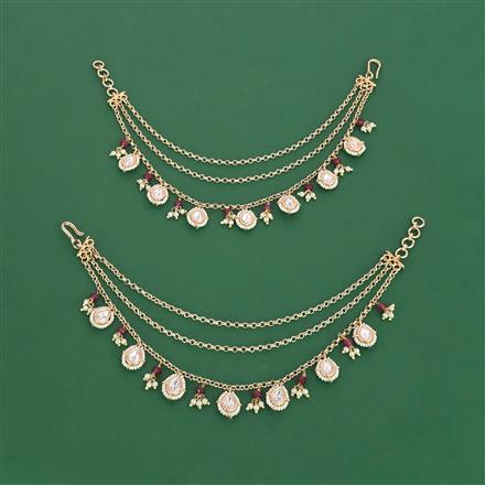 Kundan Moti Ear Chain With Carat Plating