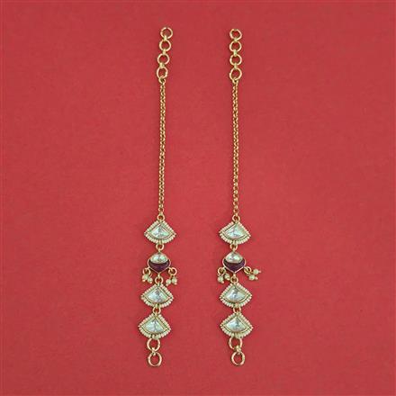 Kundan Pearl Ear Chain With Carat Plating