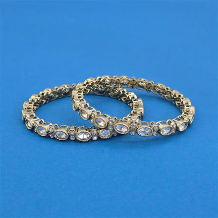 Kundan Classic Bangles With Mehndi Plating