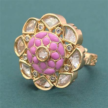 Kundan Adjustable Ring With Carat Plating