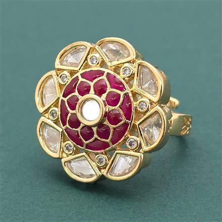 Kundan Adjustable Ring With Carat Plating