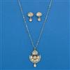 Kundan Moti Pendant Set With Mehndi Plating