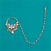 Kundan Moti Nose Ring with Mehndi Plating