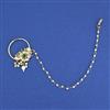 Kundan Moti Nose Ring with Mehndi Plating