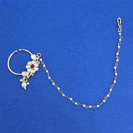 Kundan Pressing Nose Ring with Carat Plating