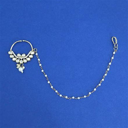 Kundan Pressing Nose Ring with Mehndi Plating