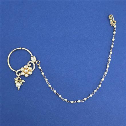 Kundan Moti Nose Ring with Carat Plating