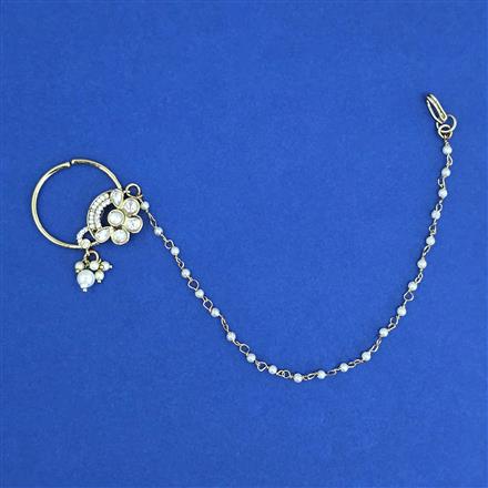 Kundan Pressing Nose Ring with Mehndi Plating