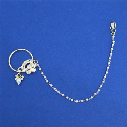 Kundan Moti Nose Ring with Carat Plating