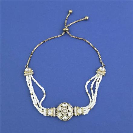 Kundan Adjustable Bracelet With Mehndi Plating