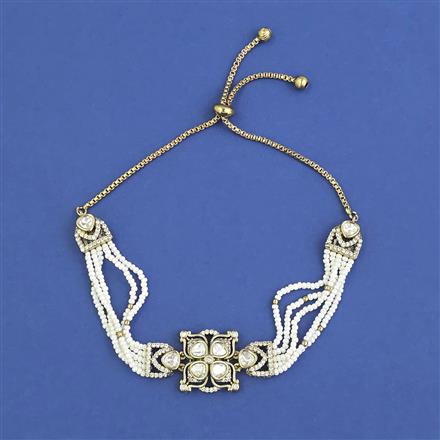 Kundan Adjustable Bracelet With Mehndi Plating