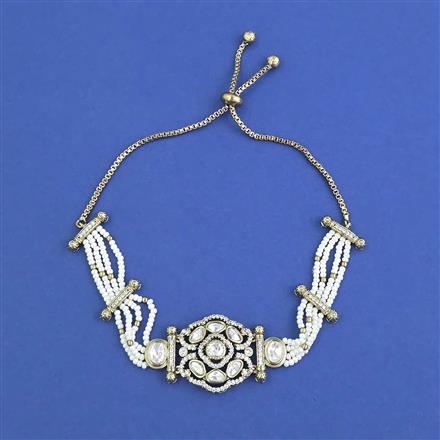 Kundan Adjustable Bracelet With Mehndi Plating