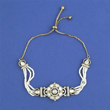 Kundan Adjustable Bracelet With Mehndi Plating